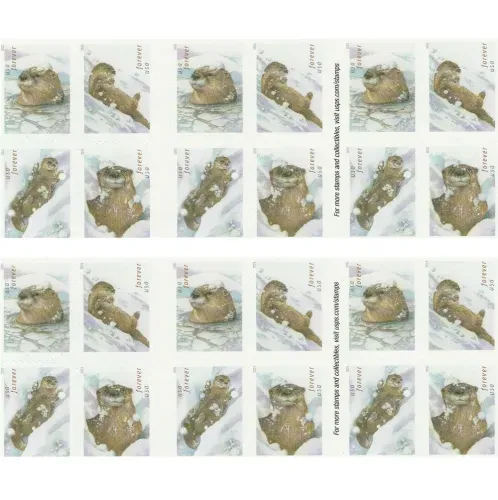 Otters in Snow 2021 - 5 Booklets 100 Pcs Unused Stamps for Mailing